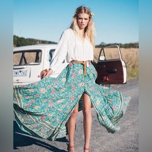 Spell Original folktown turquoise skirt